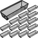 Chumia 10 Pack Silverware Drawer Organizer 9 x 3 x 2 Inch Mesh Utensil Organizer for Kitchen Drawers with Interlocking Arm for Flatware Knives Spoons Fork Cosmetic Utensil Tabletop Storage Tray