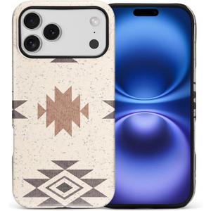Compatible with iPhone 17 Pro Max Matte Case for Girl Boy Full Body Design Soft Silicone Drop Shock Scratch Protection Crazy Pattern Western Boho Aztec