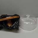 Wood Cake Stand Footed Round Wood Server Cake Stand with Glass Dome Rustic Party Tray Dessert Cupcake Plate for Wedding Christmas Birthday Party Graduation