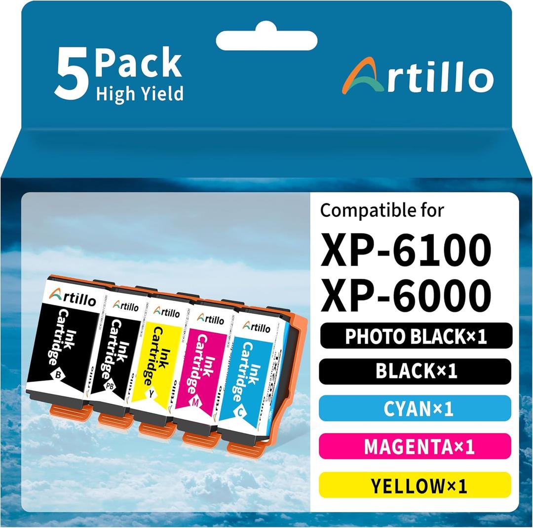 Remanufactured Ink Cartridge Replacement for Epson 302 XL 302XL T302XL Ink Cartridges Multipack for Expression Premium XP-6100 XP6100 XP6000 XP-6000 Printer (PBK/BK/C/M/Y, 5 Pack)