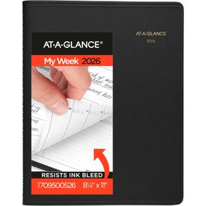 AT-A-GLANCE 2026 Appointment Book Planner, Weekly, 8-1/4" x 11", Large, Black (709500526)