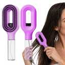 Misting Detangling Hair Brush for Curly & Wavy Hair, Fine Continuous Spray Hair Brush for Frizz Control, Curl Refresh & Flyaway Smoothing, Wet or Dry Hair Styling Brush, Purple