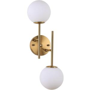 BYOLIIMA Gold Globe Wall Sconce, 7.5" W x 20" H, G9 Base, Compatible with LED or Halogen Bulbs, Perfect for Bathroom, Kitchen, Living Room, Home Office, Lobby, Bedroom