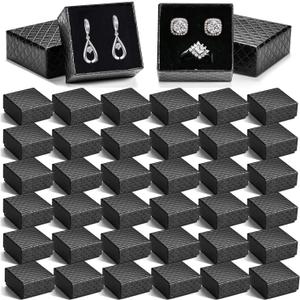 48Pcs Jewelry Gift Box Set -2 x 2x 1.2 Inch Ring Boxes with Velvet Liner for Earrings, Necklaces, Bracelets - Wedding, Engagement, Birthday Presentation - Retail Display Boxes