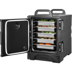 VEVOR Insulated Food Pan Carrier, 81 Qt Hot Box for Catering, Food Box Carrier with Double Buckles, Front Loading Food Warmer with Handles, Stackable End Loader for Restaurant, Canteen