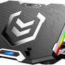 ICE COOREL Gaming Laptop Cooling Pad 15-17.3 Inch, Laptop Fan with 6 RGB Cooling Fans, Laptop Cooling Stand with 6 Height Adjustable, Laptop Cooler with LCD Screen, 2 USB Ports, Phone Stand