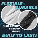 2 x Super Long <10 FEET> Nylon-Braided USB to 8pin Lightning Charging Cable  Charge Cord Compatible with iPhone 5-14, Airpods 1,2,3, Pro1,2, Airpods Max w/Quality Aluminum Connectors (Black)