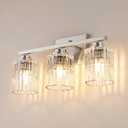 TALOYA 19 Inch Bathroom Light Fixtures, Modern 3-Light Brushed Nickel Vanity Lights with Wide Vertical Ribbed Thickened Glass Shade Wall Sconces for Mirror Makeup Room Hallway Bulbs Not Included