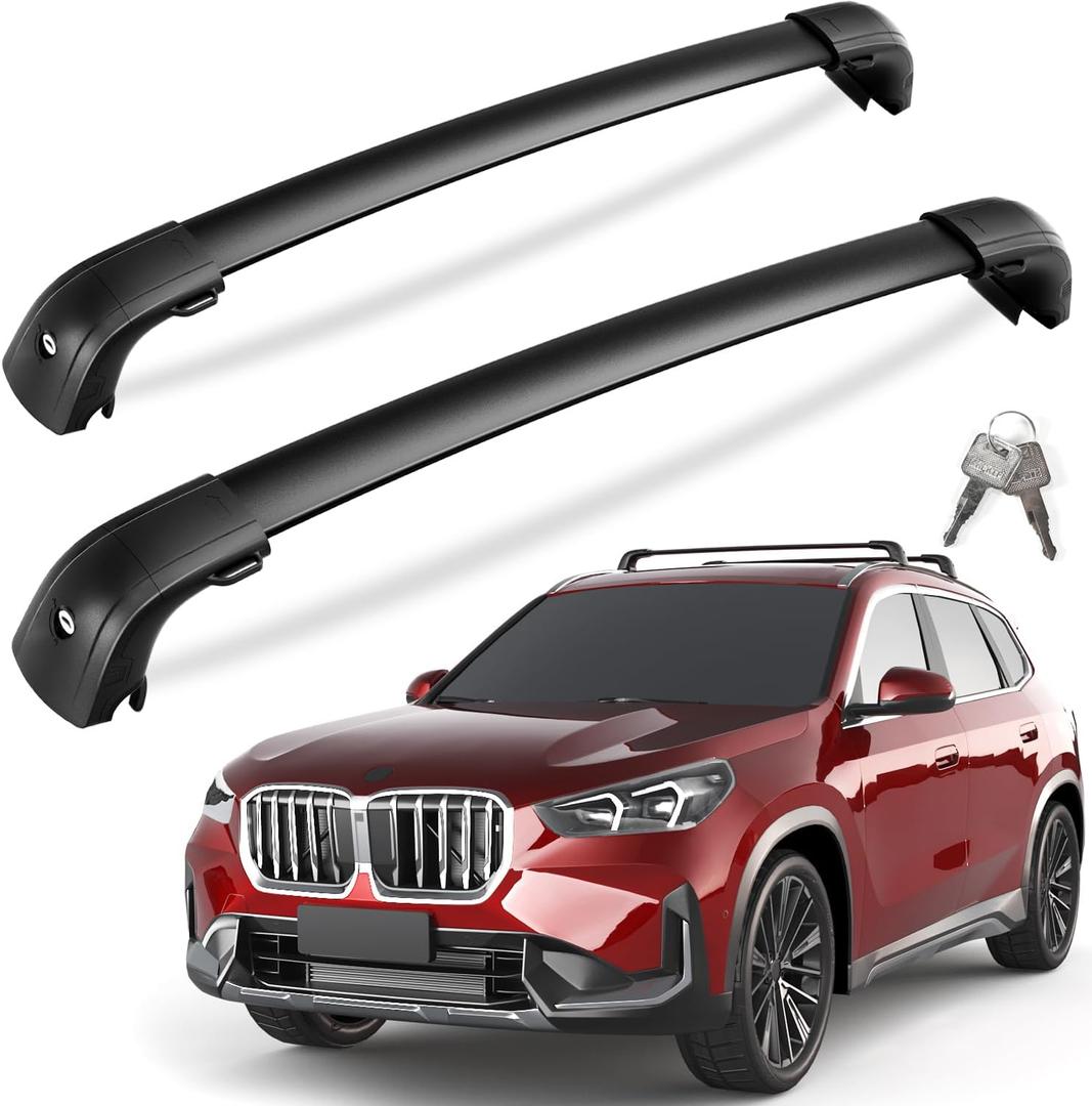 KINGGERI 300lbs Roof Rack Cross Bars - Compatible with BMW X1 U11 2023-2026 with Flush Side Rails, Lockable Heavy Duty Aluminum Roof Rails Crossbars Luggage Accessories Cargo Carrier