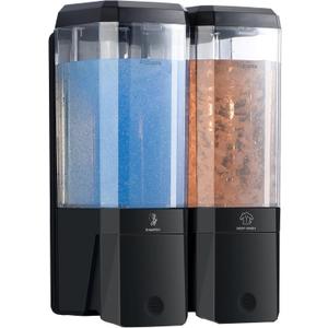 Shampoo and Conditioner Dispenser Wall Mounted, Shower Soap Dispenser No Drill Upadate Easy Slot Install, Shampoo Dispenser for Shower Bathroom Large Capacity 500ml * 2 Chamber Holder Black