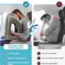 Inflatable Travel Pillow, Airplane Neck Pillow Comfortably Supports Head and Chin for Airplanes, Trains, Cars Office Napping on The Tray Table (Grey)