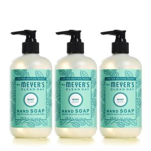 MRS. MEYER'S CLEAN DAY Hand Soap, Made with Essential Oils, Biodegradable Formula, Limited Edition Mint, 12.5 fl. oz - Pack of 3