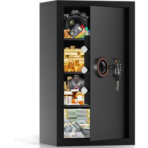 6.0 Cu Ft Large Safe Box for Home Use, 27.6"H Heavy Duty Home Safe with Combination Lock, Alarm System, Removable Shelves, Anti-theft Security Safe for Money Jewelry Documents
