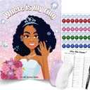 Bridal Shower Bachelorette Party Games, Pin The Ring on The African American Bride Game Bridal Shower Wedding Engagement Party Games Girls Night - 56 Guests, Medium, Small