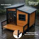 Large Dog House Outdoor Indoor for Small Medium Large Dog, Wood Insulated Dog Kennel Home with Durable Weatherproof Asphalt Roof and Elevated Floor Outside Shelter Brown 39x37x30 Inches