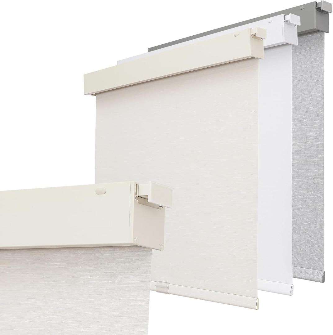Joydeco No Drill No Tools Blackout Shades, Cordless Roller Shades, Privacy Blinds for Indoor Windows, Easy Install Window Blinds for Home, Bedroom, Kitchen, Office (Beige, 22" W X 75" H)