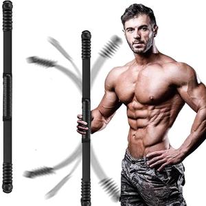 Fitness Exercise Bar,Elastic Fitness Bar,High Frequency Vibration Training Fat Buring Workout Bar for Yoga Pilates Sports,Power Twister for Arm,Abdominal Muscles Strength Exercises In Home Gym (Dark Black)