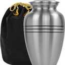 Trupoint Memorials Cremation Urns for Human Ashes, Pewter Decorative Burial Urn for Adult Men & Women, Large Silver