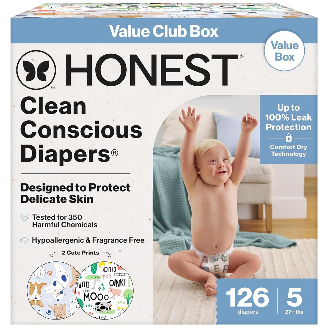 The Honest Company Diapers, Value Pack, Leak Protection, Size 5, 126 Count