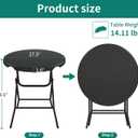 YITAHOME 32 Inch Round Folding Table for Outdoor/Indoor, Lightweight Foldable Table w/Thick Table Top and Sturdy Metal Frame, Ideal for Patio Backyard Dining Room Events, Black