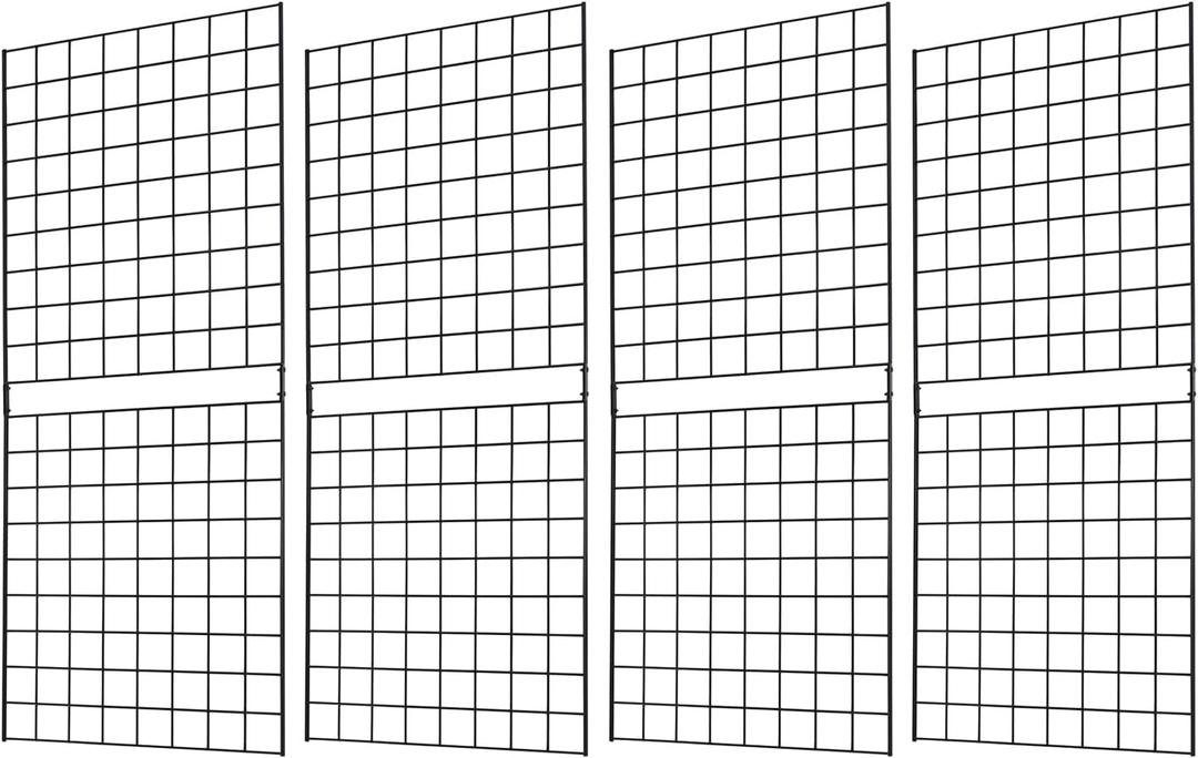 Grid Wall Commercial Grade Grid Panels Heavy Duty Panel for Retail Display Wall 2' W x 5' H, Black (Pack of 4) Easily Portable