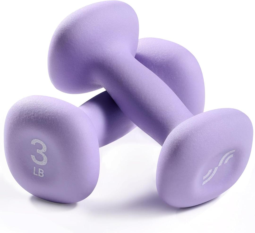 Sportneer Neoprene Dumbbells Set of 2, 2,3, 5, 8, 10lb Hand Weights for Women, Non-Slip Ergonomic Design, Anti-Roll Square Shape at home weights for women (Purple)