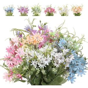 Avxdbr 6Pcs Artificial Flowers Artificial Daisy Flower Colorful Mixed Bundles Faux Wildflower Plants Long Stem Flowers for Home Indoor Outside Garden Vase Decor