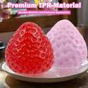 2 x 4 Pcs Soft Strawberry Squishy Toys for Stress Relief, Cute Sensory Fidget Toy for Adults, Kawaii Sticky Squeeze Fruit for Anxiety and Relaxation, Small Desk Toys for Home Office (Pink)