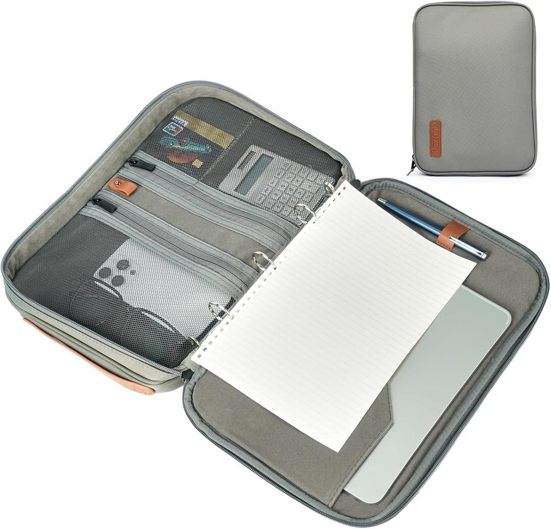 Portfolio Organizer Binder- Premium 3-Ring Padfolios for Women & Men, Zipper Closure,ipad Storage Bag, can Hold All Kinds of documents, Card Slot, Pen Ring, Professional Binder Waterproof -Gray Green Portfolio Organizer Binder- Premium 3-Ring Padfolios for Women & Men, Zipper Closure,ipad Storage Bag, can Hold All Kinds of documents, Card Slot, Pen Ring, Professional Binder Waterproof -Gray Green