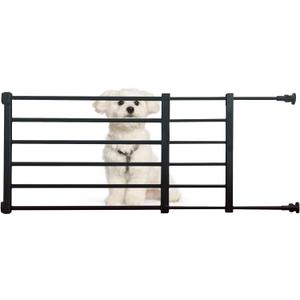 Short Dog Gate, 9.4" H Expandable Puppy Gate for Doorways 22-35.4W to Step Over Pressure Low Pet Gate Adjustable Safety Dog Doors for Stairs Windows Gate White (Small, Black)