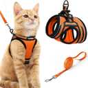rabbitgoo Cat Harness and Leash Set for Walking Escape Proof, Adjustable Soft Kittens Vest with Reflective Strip for Cats, Comfortable Outdoor Vest,Light Orange,M