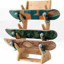 5-Tier Skateboard Rack Floor Stand Bamboo Wood Skateboard Holder, 13.58"D x 13.15"W x 29.13“H