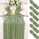 6 Pack 120 Inch Sage Green Cheesecloth Table Runner Boho Rustic Gauze Sheer Romantic 10 FT Long Cheese Cloth Table Runner for Bridal Baby Shower Wedding Party Birthday Holiday Home Easter Decor