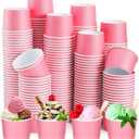 Nuenen 300 Pcs 8 oz Christmas Ice Cream Paper Cups Bulk Disposable Dessert Cups Solid Color Paper Dessert Bowls for Snack Sundae Party Favors Ice Cream Bar Supplies (Pink)