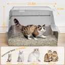 Stainless Steel Litter Box - XL Extra Large Cat Litter Box with Lid, Enclosed Metal Litter Pan with High Sided Enclosure & Scoop, Anti Leakage, Easy to Clean, Odor Control (White)