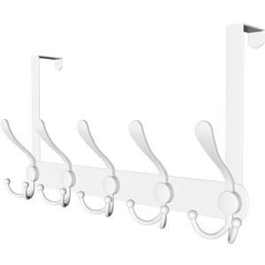 Over The Door Hooks,Coat Rack for Hanging Clothes Hat Towel (Heavy Duty White 1pcs)