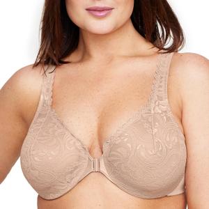 Glamorise Womens Wonderwire Lace Front-Closure Underwire #9245 (46DD, Caf)