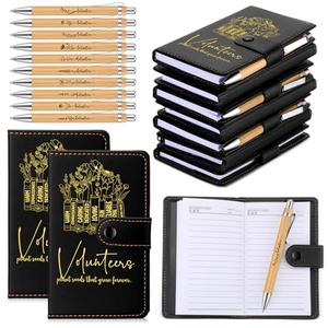Ctosree 10 Sets Volunteers Gifts Bulk Pocket Leather Notebooks with Ballpoint Pens Appreciation Party Favors for Volunteer Week Lined Small Journal Office Supplies Accessories
