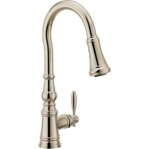Moen Polished Nickel Weymouth 3-in-1 Water Filtration One-Handle Pulldown Kitchen Faucet, Water Filter for Sink Faucet Sold Separately, FS73004NL