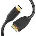 CableCreation USB C to Micro B Short Cable 1FT, 10G Micro B to USB C External Hard Drive Cable for iPhone 15/16/17,Samsung Galaxy S24,Seagate WD Westgate My Passport,MacBook Pro/Air, iPad/Tablet,Black