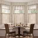 jinchan Kitchen Curtains and Valances Set Striped Tier Curtains Ticking Stripe Linen Curtains Pinstripe Cafe Curtains 36 Inch for Living Room Bathroom Farmhouse 3 Pieces Set Rod Pocket Taupe on Beige