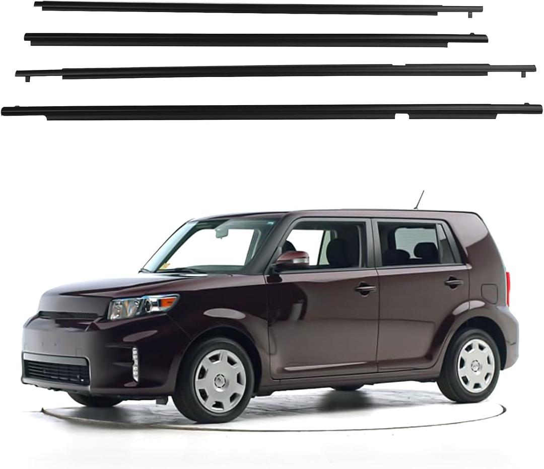 ZONFANT 4 Pcs Car Outer Door Window Moulding Trim Weatherstrip Seal Belt Compatible with Scion Vehicle 2008-2015 xB 2.4L, Replace#75710-12820 75720-12820 75730-12340 75740-12430