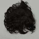 Clip in Real Human Hair Natural Curly Topper Hairpiece with Bangs for Women with Thinning Hair, Dark Brown