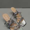 Mostrin Womens Sandals Strappy Heels for Women Lace Up Square Open Toe Heels Tie Up High Heeled Sandals for Prom, Party, Daily Wear (10.5, Silver)