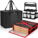 3 Set Insulated Food Delivery Bag Kits 16" X 10" X 13" Insulated Delivery Bag Pizza Warmer Bags Cooler Drink Carrier Hot/Cold Transport for Travel Car Catering