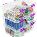 EOENVIVS Clear Storage Bins with Lids Only5Pack, 7 Qt Stackable Storage Containers with Buckle Lock, Durable Plastic Containers & Storage Box Organizer for Pantry, Bathroom, Closet & Office Use
