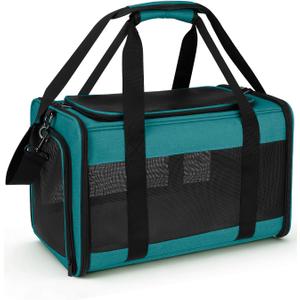 Hipubby Cat Carrier Dog Carrier for Pets Up to 16 Lbs, Soft-Sided Pet Travel Carrier for Cats and Small Dogs, Airline Approved Pet Carrying Case with Shoulder Strap & Removable Mat - Blue