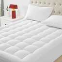 WQSPRING Quilted Mattress Pad Pillow Top Mattress Cover Protector Cooling Soft for Breathable Padded Fitted 8"-21" Deep Pocket Supportive(White,King Size)