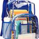 Vorspack Clear Backpack Heavy Duty PVC Transparent Backpack Extra Large Clear Backpacks with Reinforced Strap for College Workplace Security - Blue