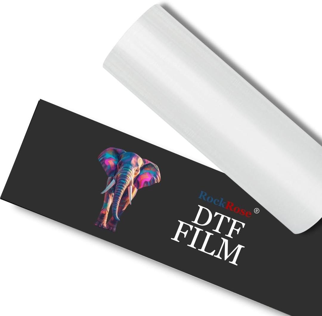 Rockrose DTF Transfer Film Roll 13 in x 328FT, Double Sided Matte, DTF Paper for Inkjet Printer, Cold/Hot Peel Heat Transfer Paper for T-Shirts, Direct to Film